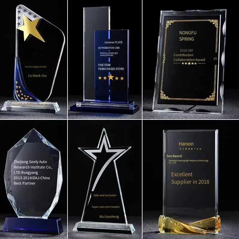 Factory Customized 3d Carved Transparent Blank Crystal Trophy Rewards Business Souvenir Gifts