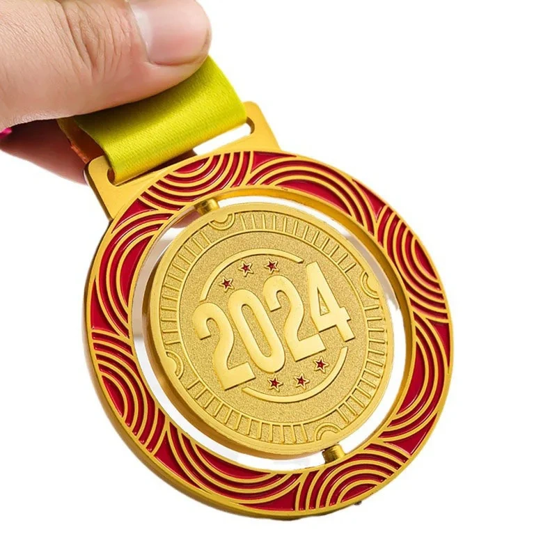 2024 Paris Sports Game Medal Custom Maker Cheap Baseball Football Marathon Handball Metal Medal Rotatable Turn Medallion Medals