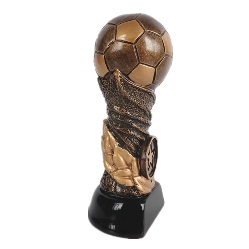 Custom Size Competition Prize Awards Bronze Resin Soccer Trophy Cup