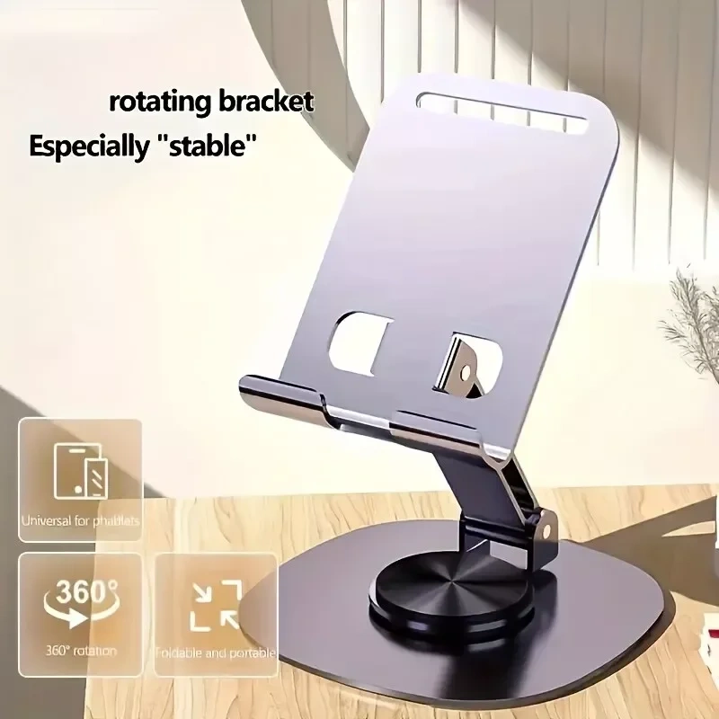 Aluminum Alloy Rotatable Cell Phone and Tablet Stand - 360 Degree Adjustable Des