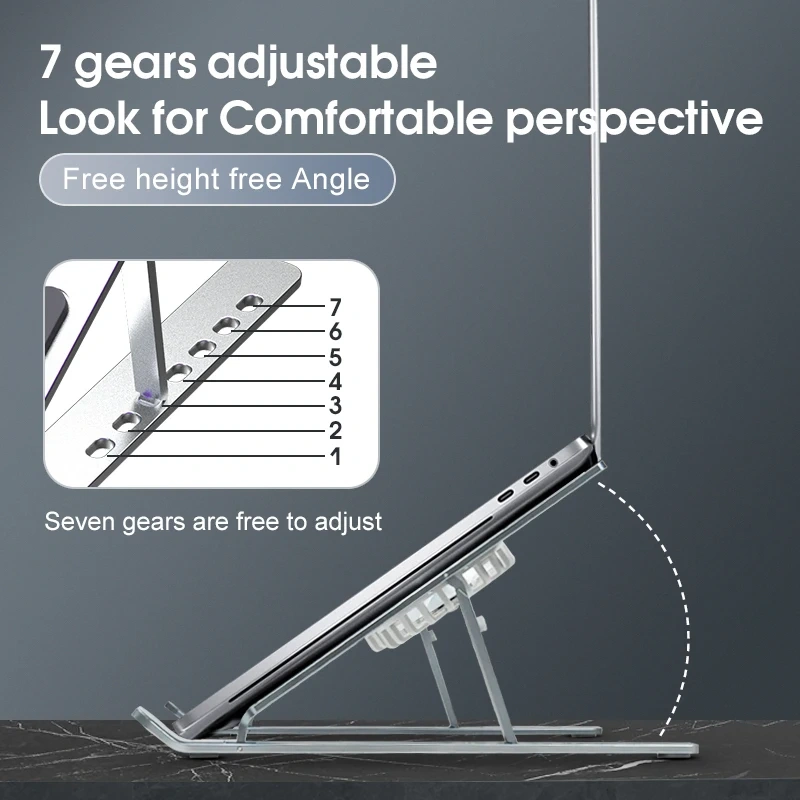 World Premiere Portable Foldable LED RGB Fan 7 Levels Adjustable Aluminum Laptop Stand Laptop Cooling Pad with Cooling Fan