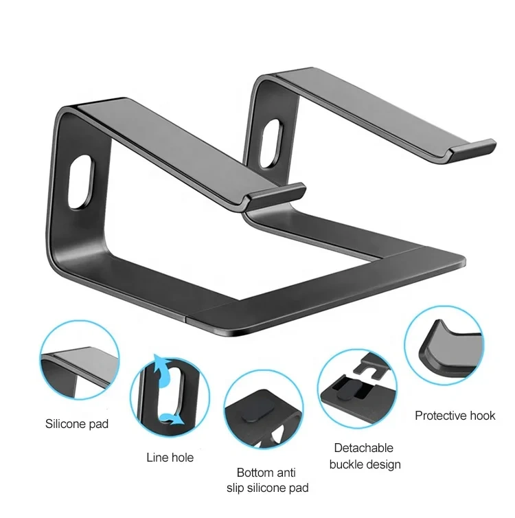 SMONAMA Notebook Support Bracket Holder Black Silver Metal Ergonomic Desktop Aluminum Alloy Vertical Laptop Stand