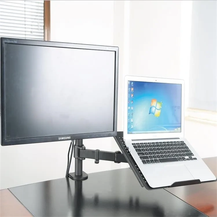 Laptop Monitor Mount,Single Monitor Desk Mount Holds13-32 Inch Computer Screen,Laptop Notebook Desk Mount Stand Fit up To17 Inch