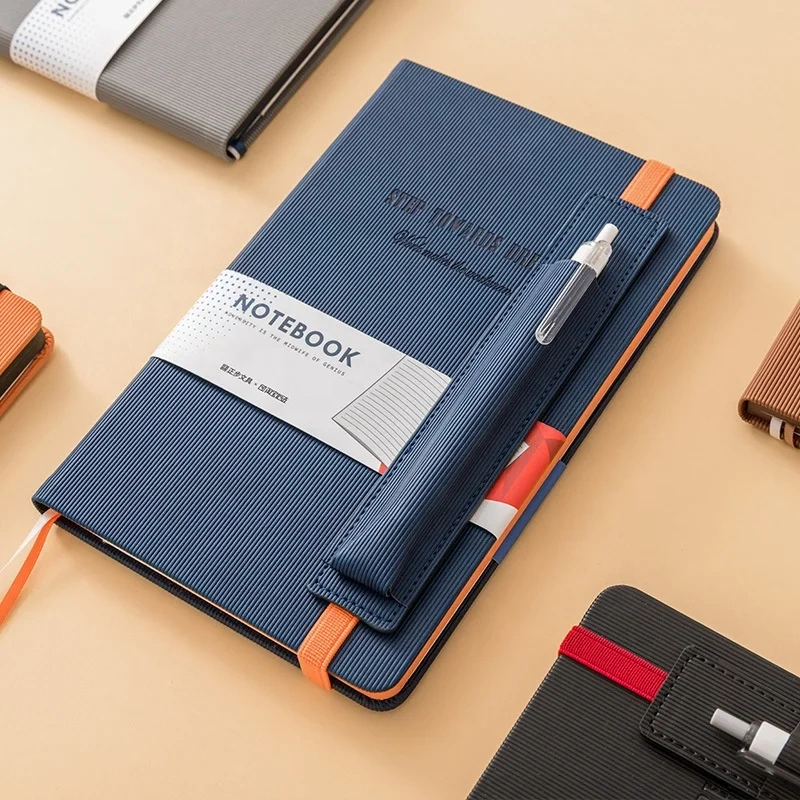 Timely Delivery LOGO Printed Faux Leather Notebook with Pen Bag Custom Journal Engraved FSC Recycled Notebook with Elastic Band