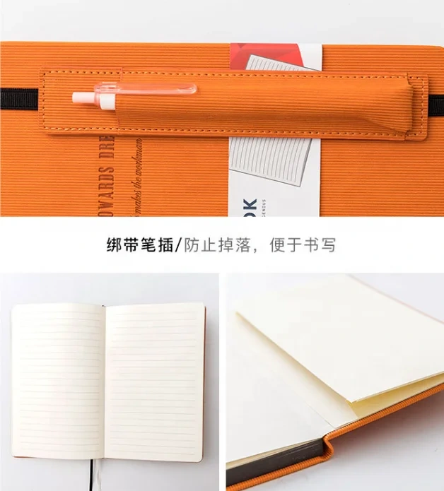Timely Delivery LOGO Printed Faux Leather Notebook with Pen Bag Custom Journal Engraved FSC Recycled Notebook with Elastic Band