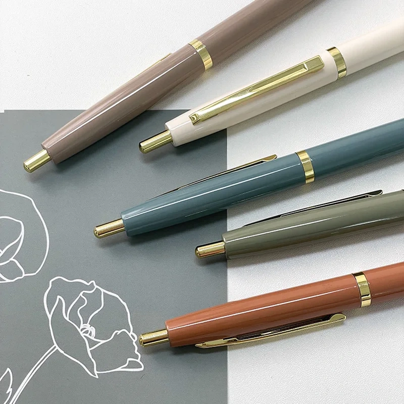 Custom Luxury Metal Gel Pens Set 12 Colors Mini Bolt Action Roller Pens 0.5mm Writing Width Cute Stationery for Girls Wholesale