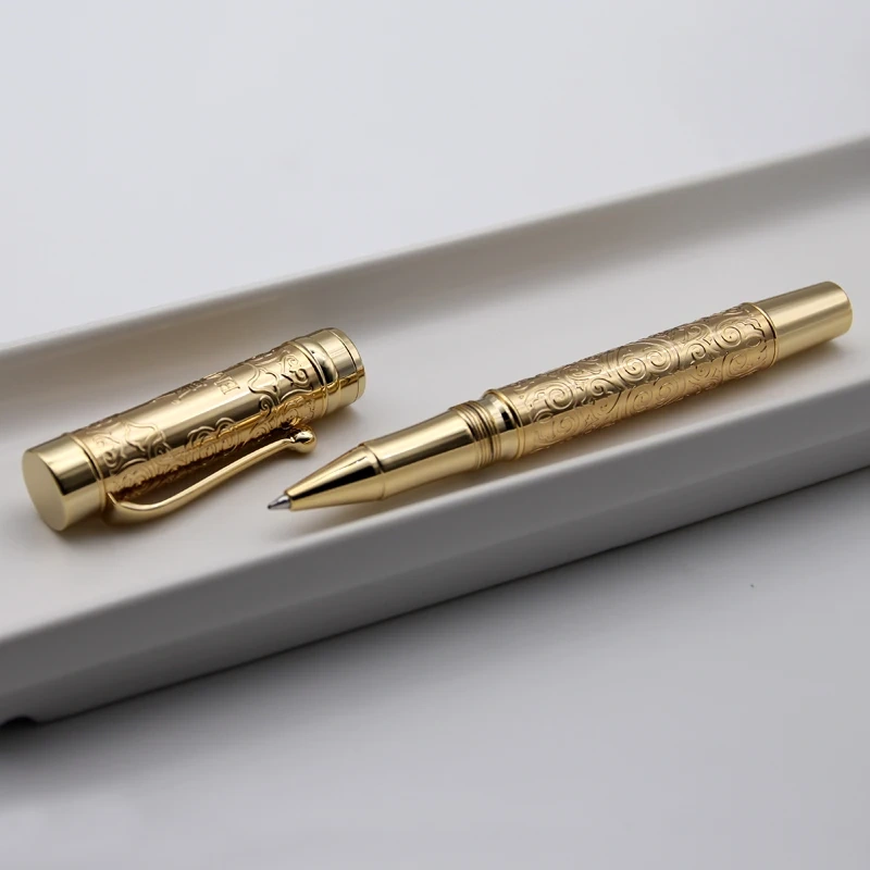 Hot Selling Modern Stationery Luxury Gold Pattern Rollerball Pen Design Pen Metal Roller Pen
