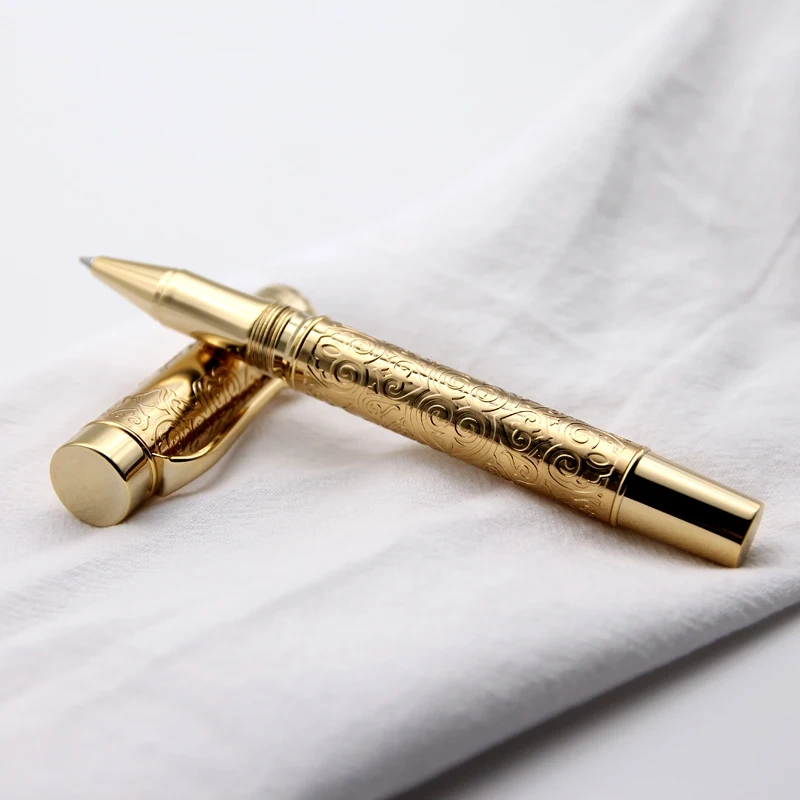 Hot Selling Modern Stationery Luxury Gold Pattern Rollerball Pen Design Pen Metal Roller Pen