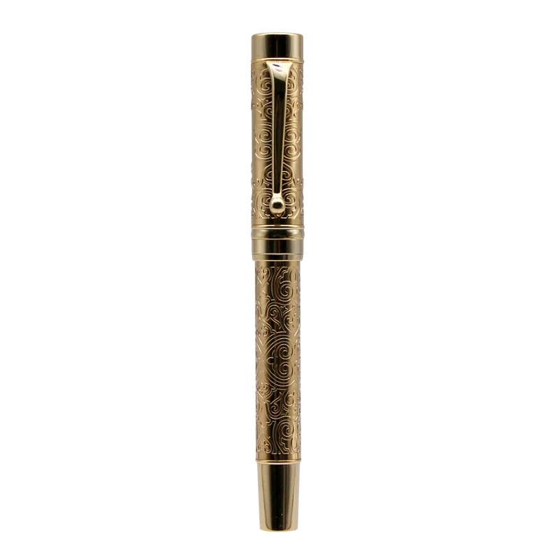 Hot Selling Modern Stationery Luxury Gold Pattern Rollerball Pen Design Pen Metal Roller Pen