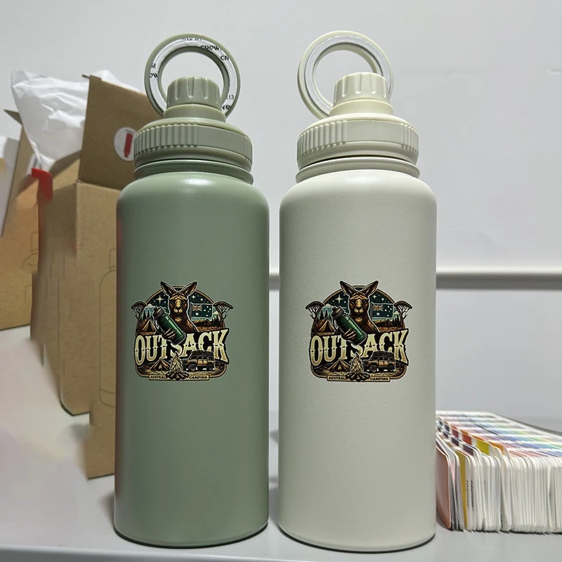 Custom Logo 1L Stainless Steel Double Wall Insulated Vacuum Flask 32oz Powder Coated Sports Water Bottles