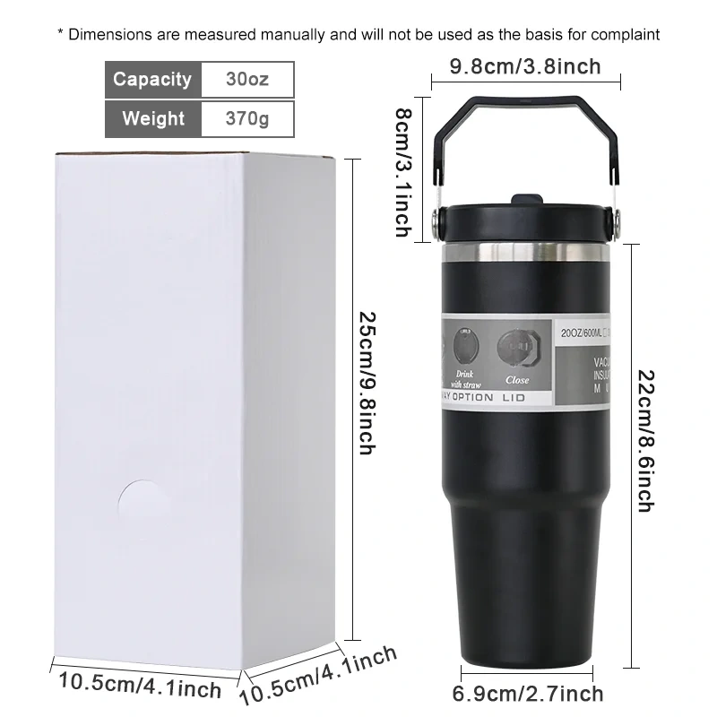 Custom logo 30 oz Travel Coffee Mug Stainless Steel 30oz Thermal 30oz Cup Flip Straw Tumbler with Handle