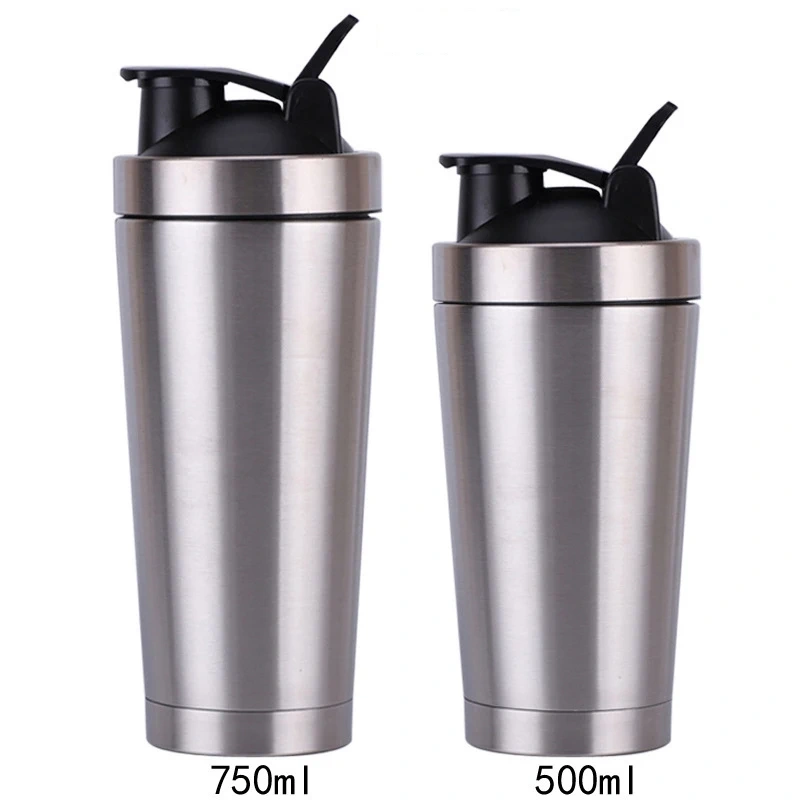 Custom logo 24oz Double Wall Metal Stainless Steel Flask Gym Fitness Workout Mixer Protein Shaker Bottle