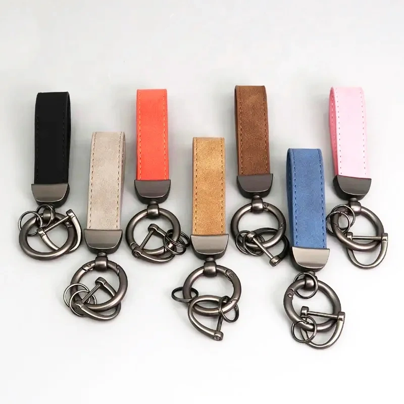 Wholesale Promotional Customized Laser Car Brand logo Nickle Plated Metal Pu Leather Keychain