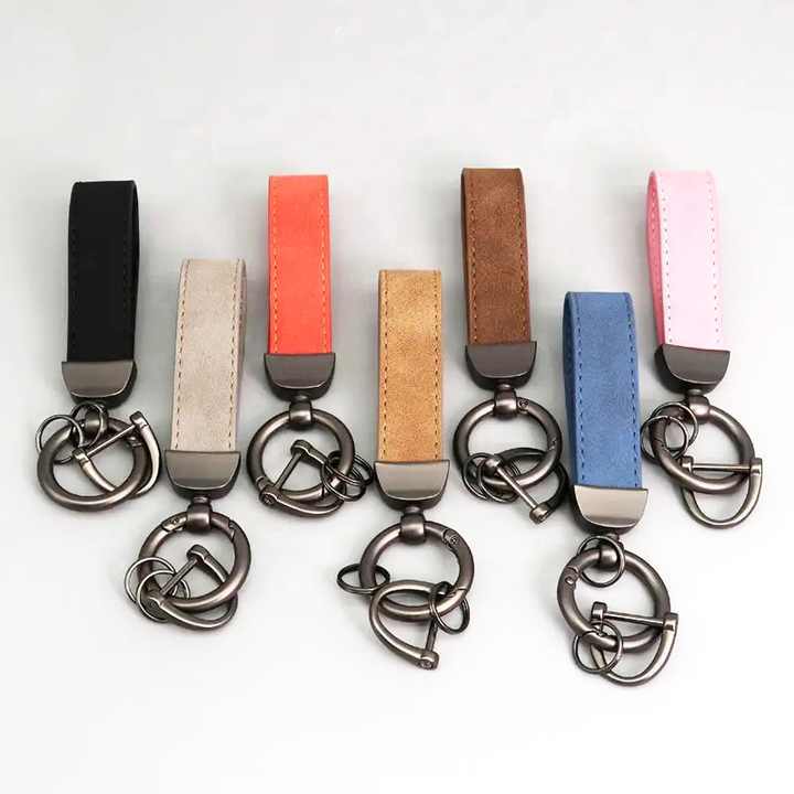 Wholesale Promotional Customized Laser Car Brand logo Nickle Plated Metal Pu Leather Keychain