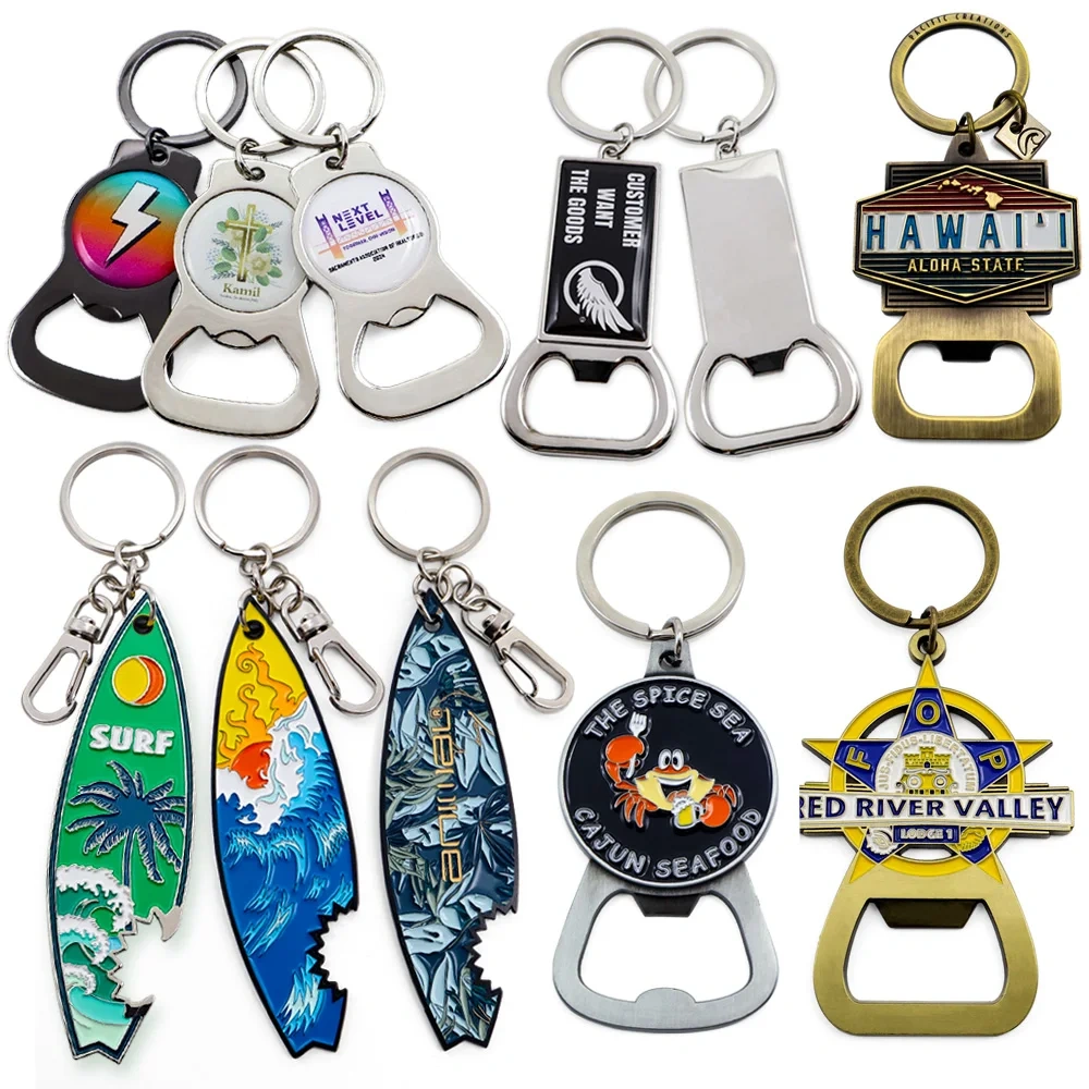 Cute Logo Metal Custom Keyholder Key Ring Beer Key Chain Bottle Opener Keychain / Key Holder Keyring Bottle Opener