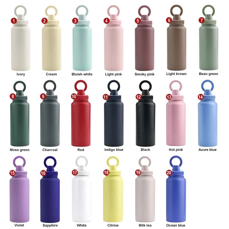 Custom Logo 1L Stainless Steel Double Wall Insulated Vacuum Flask 32oz Powder Coated Sports Water Bottles