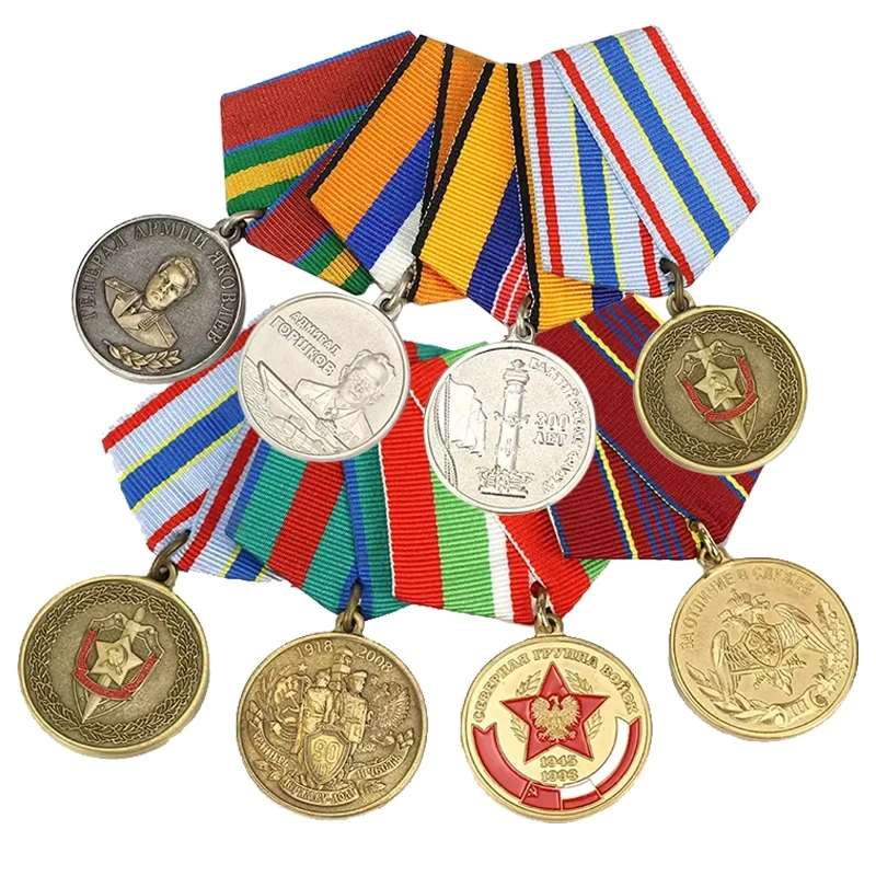 China Factory Custom Russian Medals with Ribbon OEM  Ouvenir Sports Medals Europe Metal Medal