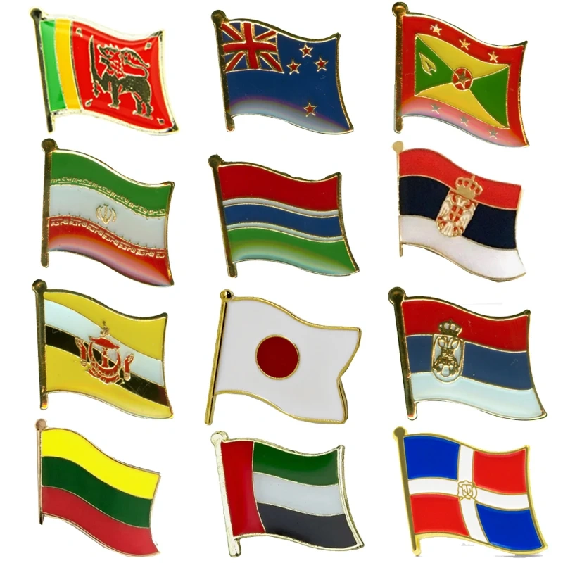 Pin Badge Sri Lanka New Zealand Grenada Magnetic Iran Serbia Lithuania Gambia Brunei Metal Custom Flag Hard Soft Enamel Pin