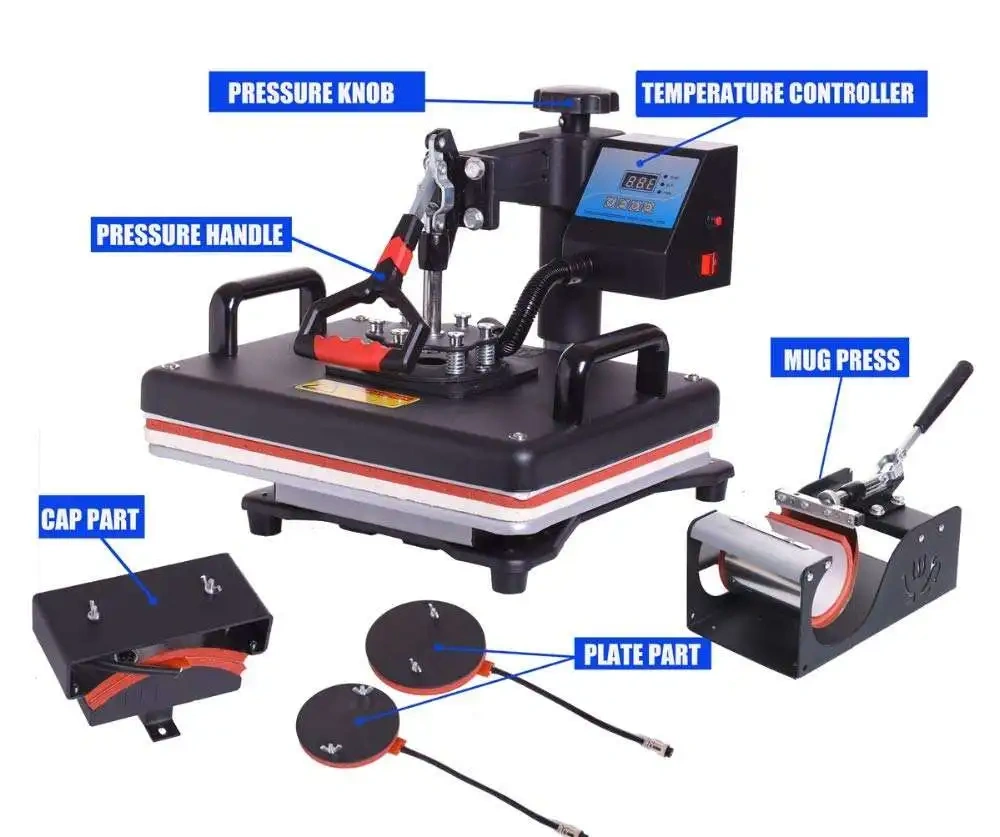 5 in 1 29*38CM Multi-function Sublimation Heat Press Machine Digital Heat Press Machine for Mug t Shirt Hats