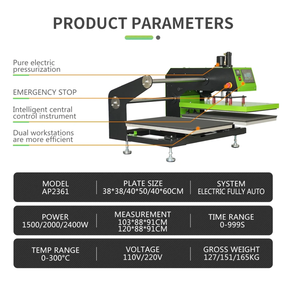 Electric Fully-automatic 15*15" Double Station Sublimation Tshirt Printing Heat Press Machines
