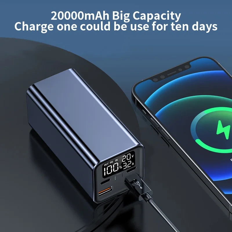 New Design Portable Laptop Power Bank 20000mah PD 65W High Power Super Two-Way Fast Charging Real Capacity Travel Power Banks