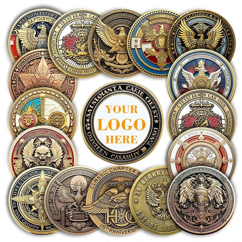 Factory Personalized Custom 2D Souvenirs Laser Engraving Metal Zinc Alloy Bronze Challenge Coins