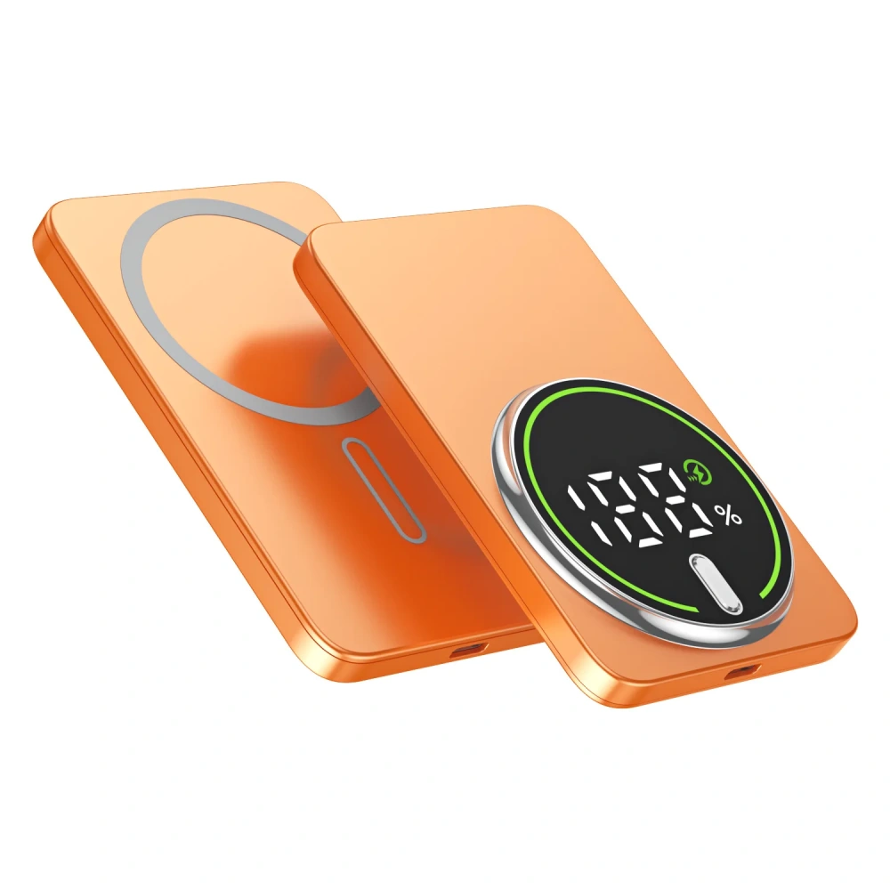Ultra Thin PowerBank Metal Display 5000mAh 10000mAh Wireless Fast Charging Portable Charger Slim Magnetic Power Bank for iphone