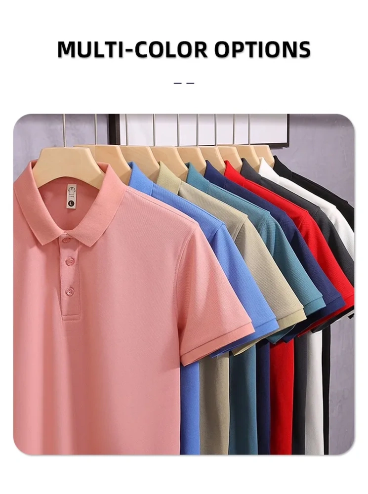 Wholesale High Quality Summer Short Sleeve Solid Blank Plain Business Custom Embroidery Logo Work Polo Cotton Men Polo Shirt