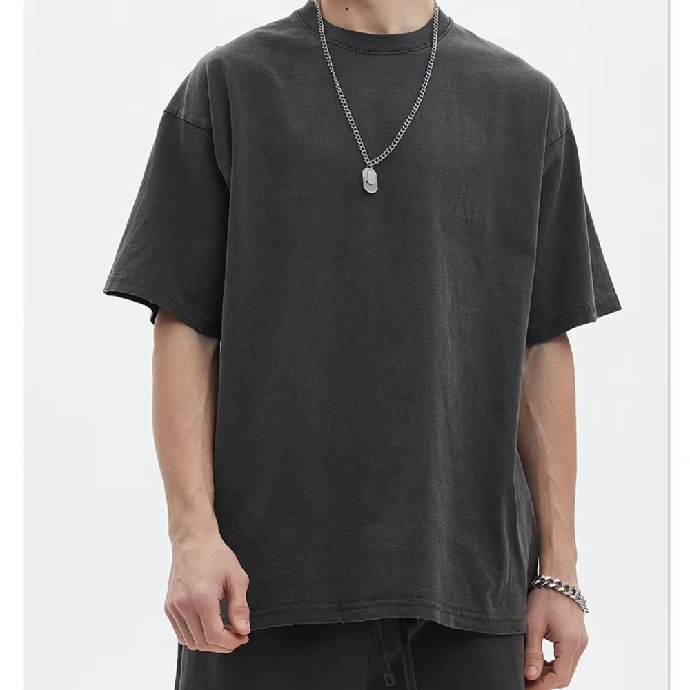 Heavy Weight Washed TShirt Aged  Edge Grounded Retro Shirt Short Sleeve Men T-Shirt Oversize Basic Style Washed T Shirt