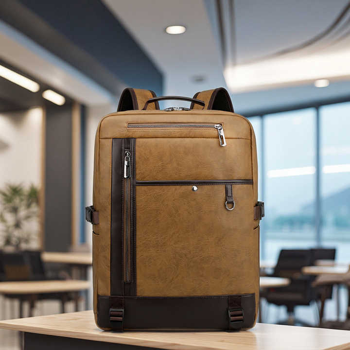 Large Capacity  Waterproof Leather Backpack Men Backpacks Laptop Bags for Travel Business Commuting Leisure Mochila