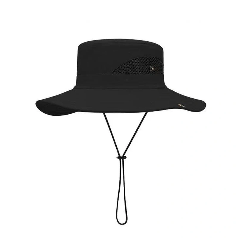 High Quality Vented Outdoor Boonie Safari Waterproof Hat Wide Brim Fisherman Bucket Hat With String