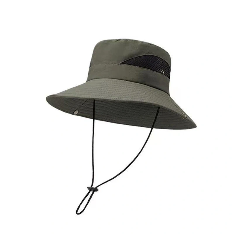 High Quality Vented Outdoor Boonie Safari Waterproof Hat Wide Brim Fisherman Bucket Hat With String