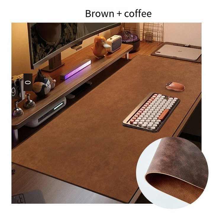 Double Sided Cowhide Pattern High-end Computer Desk Pad, Retro Cowhide Mouse Pad, No Wash Waterproof Writing Desk Tablecloth