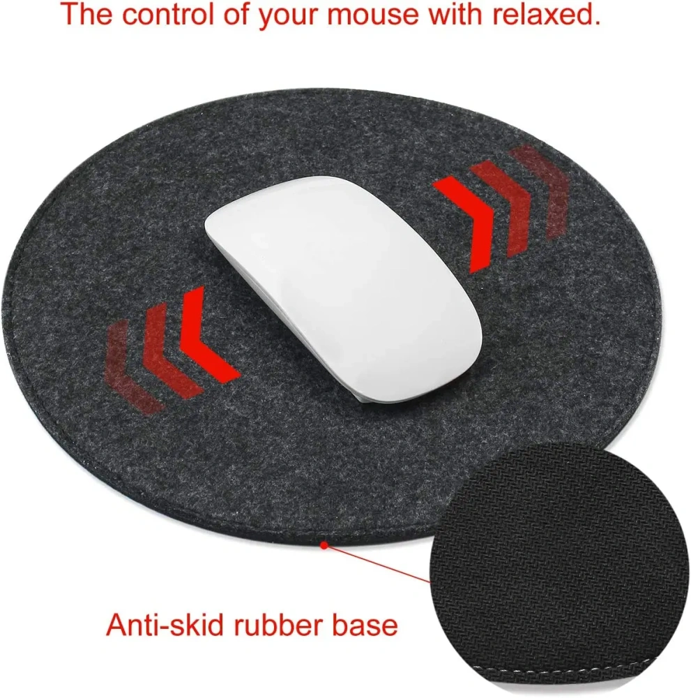Felt Mouse Pad High Quality Custom Printing with Anti-Slip Base Rubber Bottom Round 8.66inch Non-slip