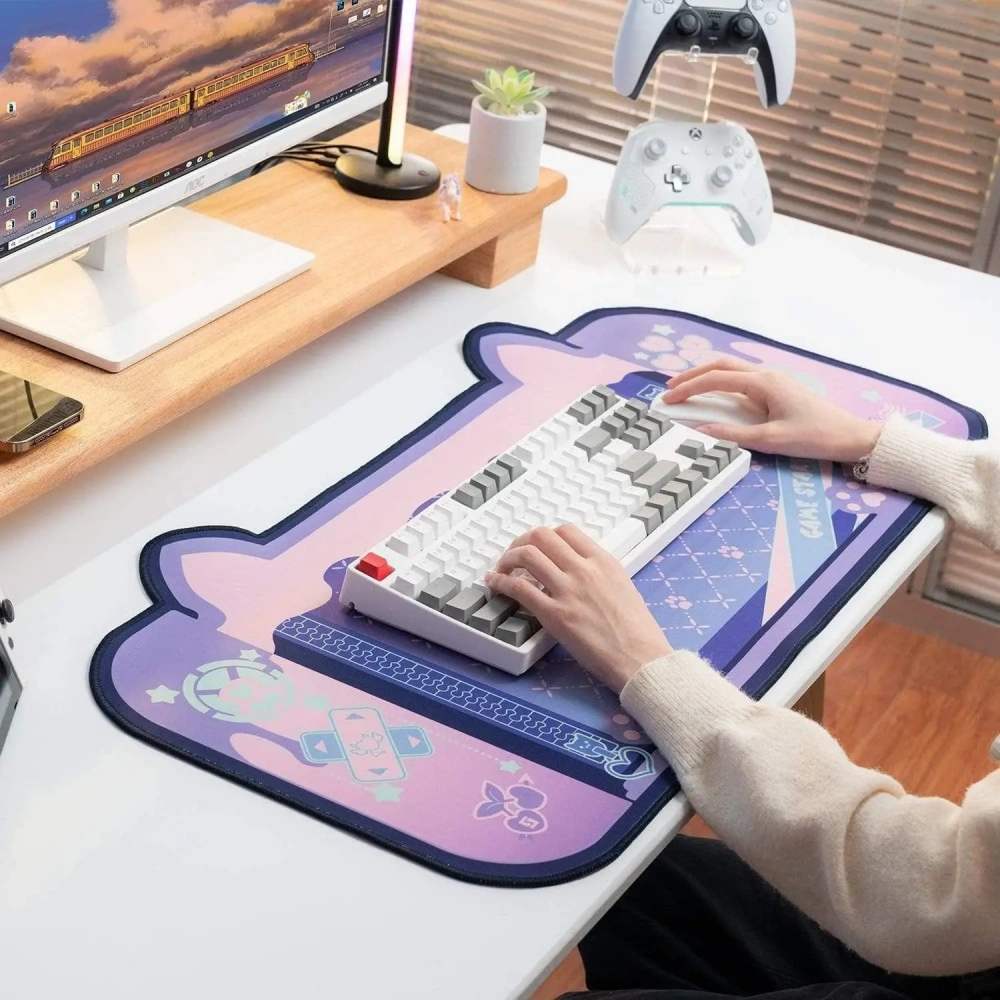 80CM*40CM Super Cute Cat Ears Mouse Pad Thickened Desk Pad for Computer Games Non-slip Home Office Large Gaming Accessory Stock
