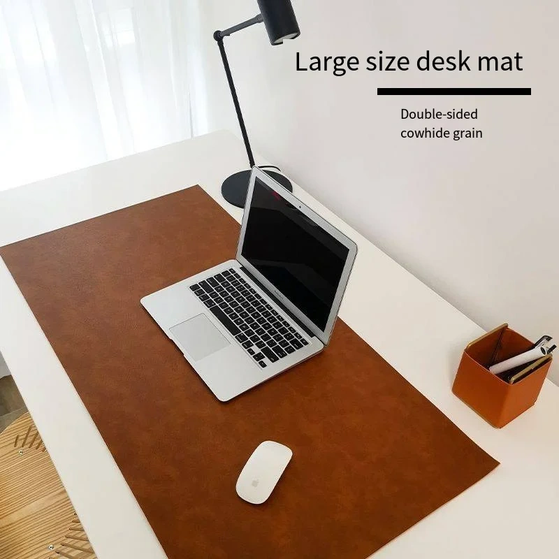 Double Sided Cowhide Pattern High-end Computer Desk Pad, Retro Cowhide Mouse Pad, No Wash Waterproof Writing Desk Tablecloth