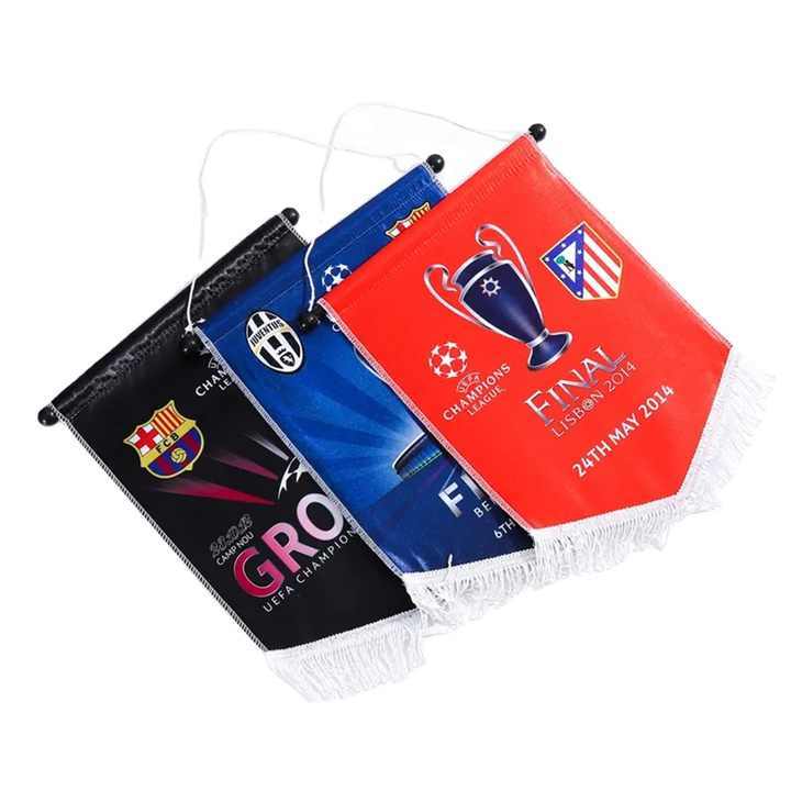 Wholesale Custom Sublimation Satin Pennants Personalized Flags Soccer Pennants