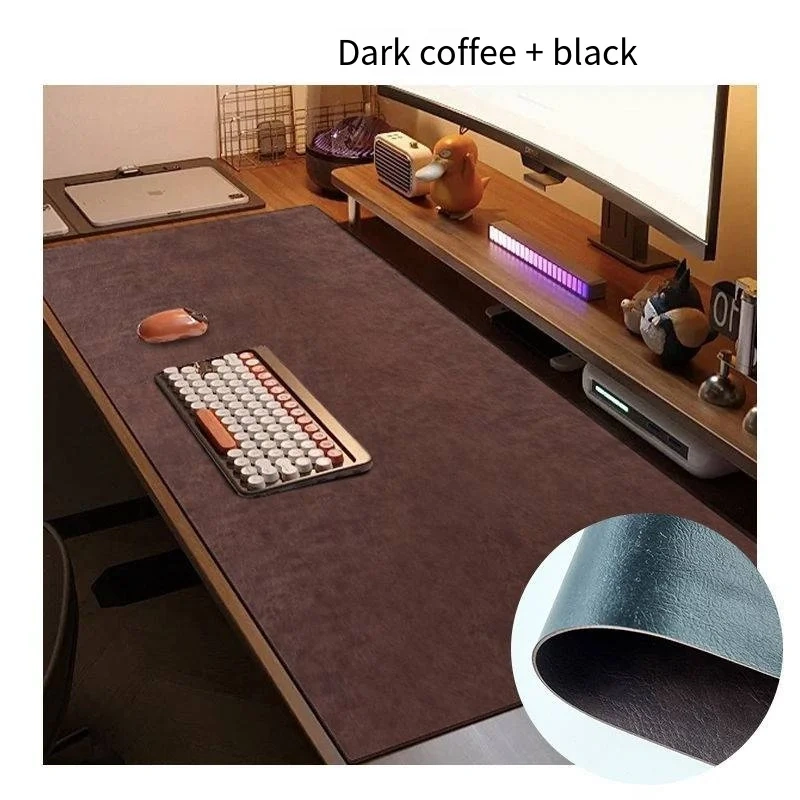 Double Sided Cowhide Pattern High-end Computer Desk Pad, Retro Cowhide Mouse Pad, No Wash Waterproof Writing Desk Tablecloth
