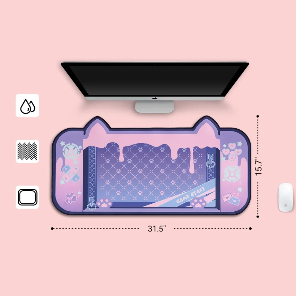80CM*40CM Super Cute Cat Ears Mouse Pad Thickened Desk Pad for Computer Games Non-slip Home Office Large Gaming Accessory Stock