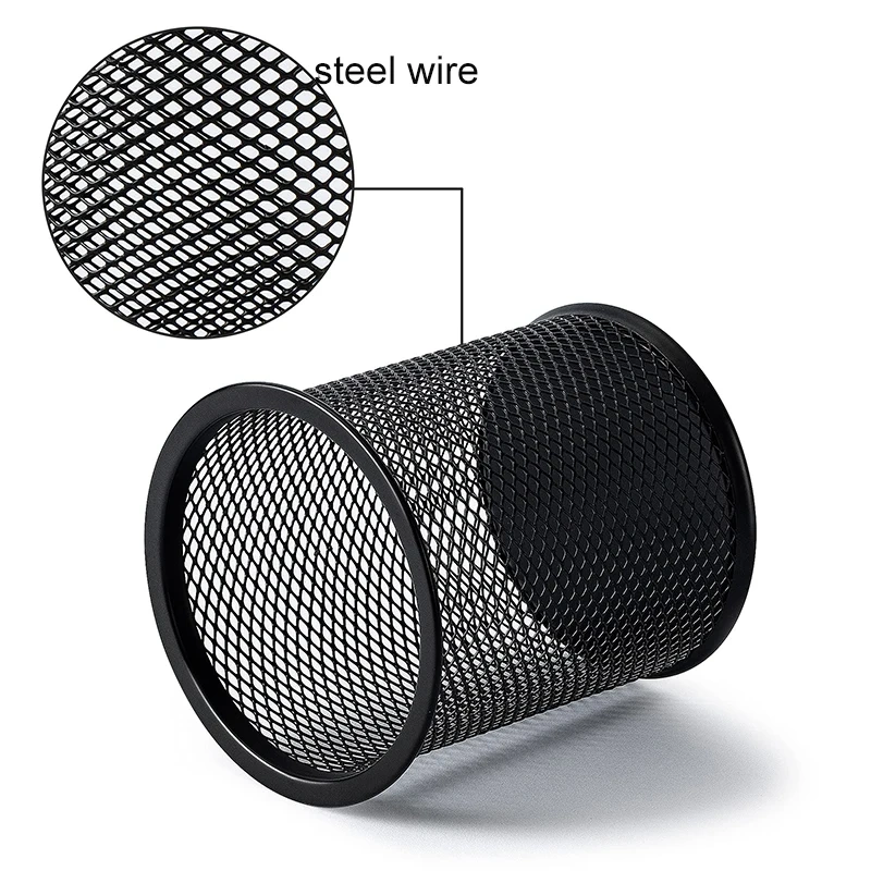 Wideny School Black Office Desk Desktop Children Metal Mesh Pen Holder for Office Supplies
