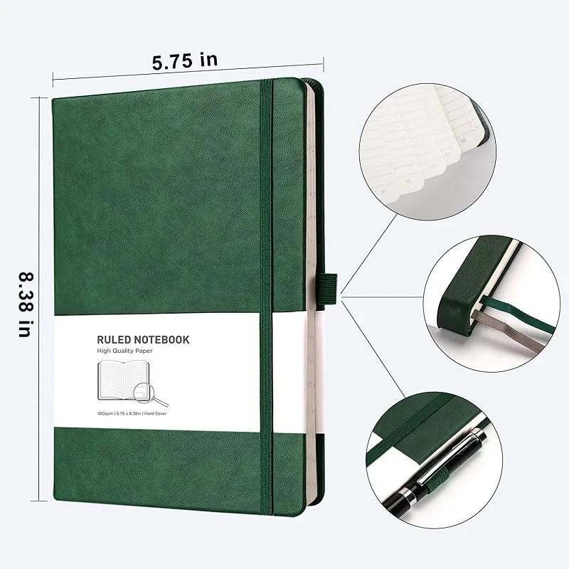 Manufacturer PU Leather Notebook Journal Custom Logo Print Size Business Soft/Hardcover C Gift Set Office School Diary Notebook