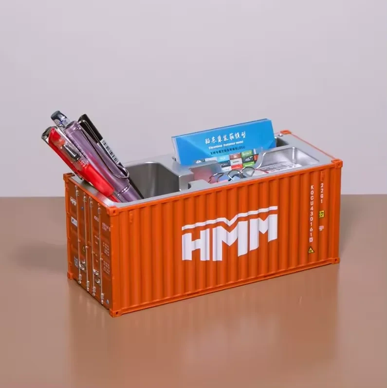 Customized 1:30 Container Shape Plastic Pen Holder with Name Card and Mobile Phone Holder-desk Products-support Customization