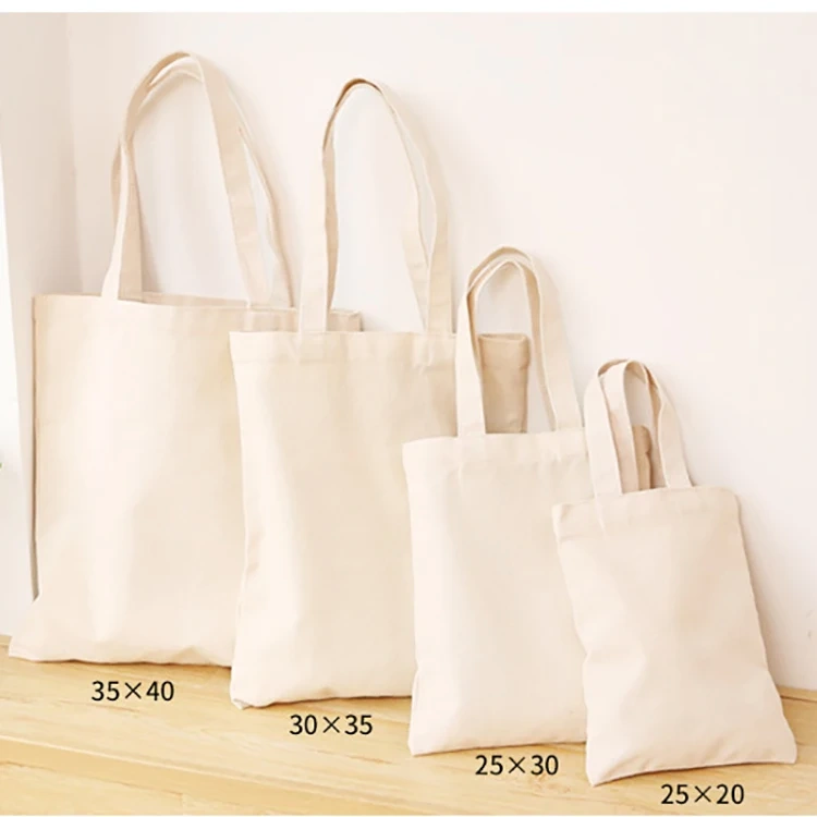 12 Oz  Sublimation Screen Print Custom Logo Gift Daily Reusable Shopping Bags Clothes Cotton Canvas Tote Bag With Pockets