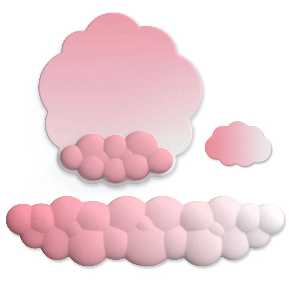 Custom Gradient Color Cloud Shape Ergonomic Keyboard Wrist Rest Memory Foam Soft Cloud Mousepad PU Non-Slip Base Work Mouse