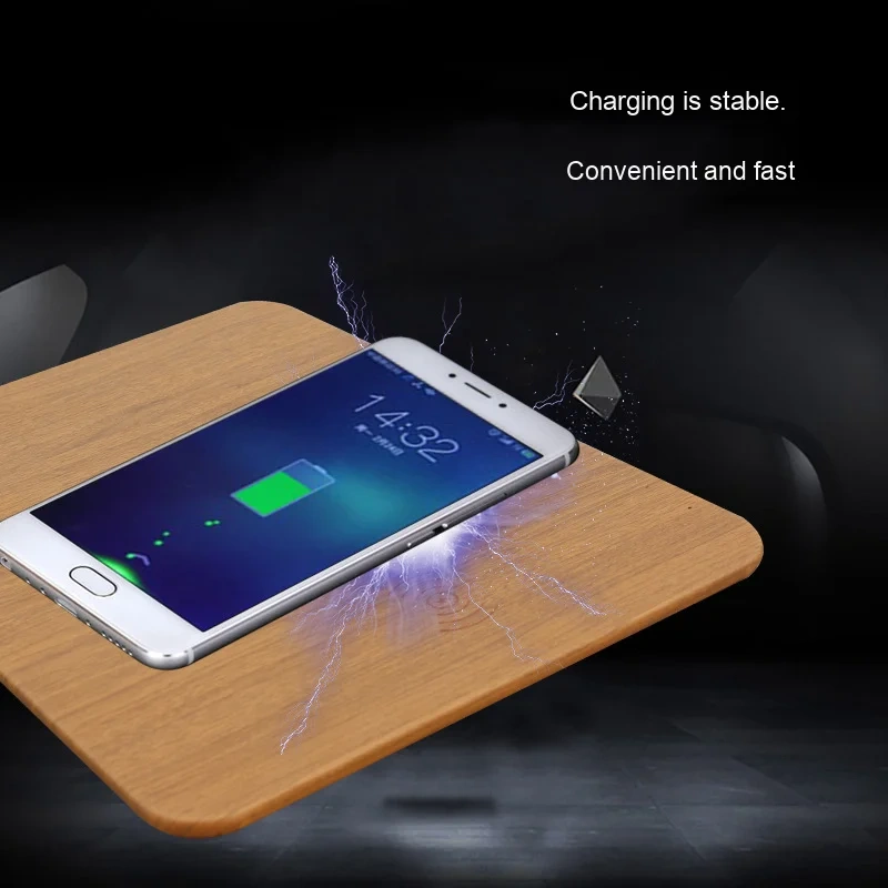 Hot-Selling 15W Wireless Wood Grain Mouse Pad Creative Desktop Office Computer Accessory Fast Charger Cross-Border Product