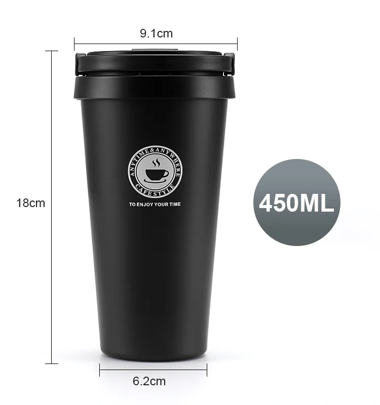 Insulated Coffee Mug 16oz Vacuum Stainless Steel Tea Tumbler With Lid and Handle Double Wall Leak-Proof Thermos Mug for Travel