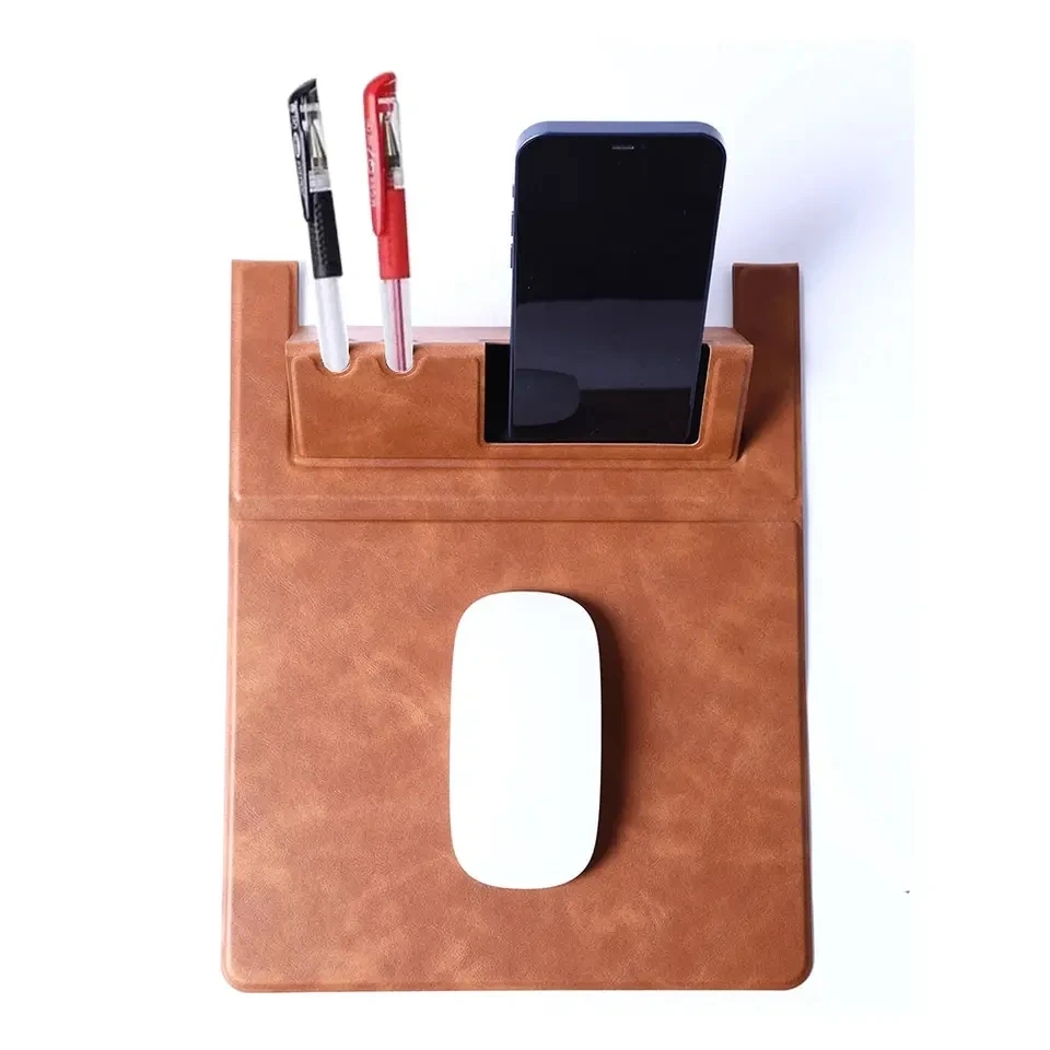High Quality Leather Made Large Mouse Pad With Pen Holder and Phone Holder for Desk Organizer Gaming Mouse Pad Mat