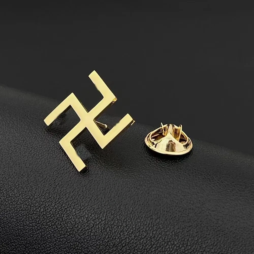 Stainless Steel Sanskrit Symbol Suit Brooch Shirt Collar Personality Pin Metal Lapel Pin