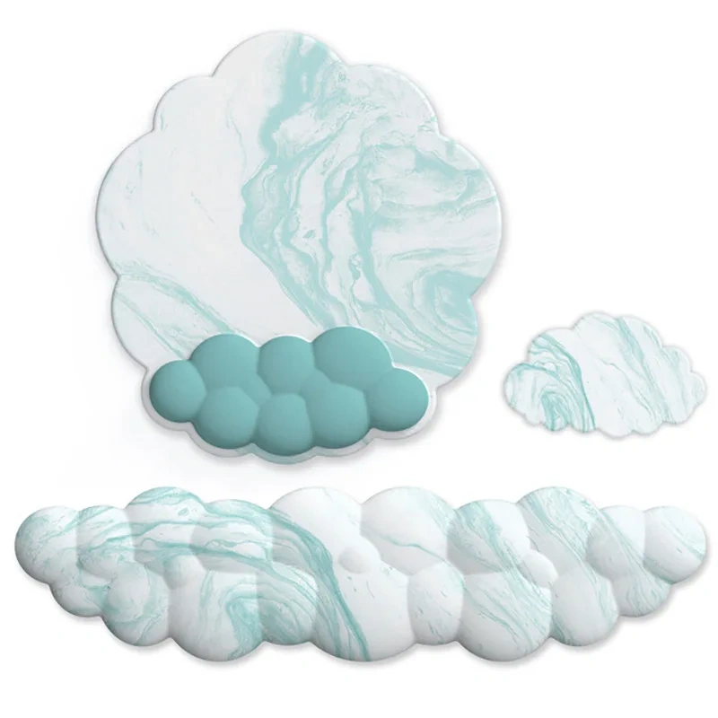 Custom Gradient Color Cloud Shape Ergonomic Keyboard Wrist Rest Memory Foam Soft Cloud Mousepad PU Non-Slip Base Work Mouse