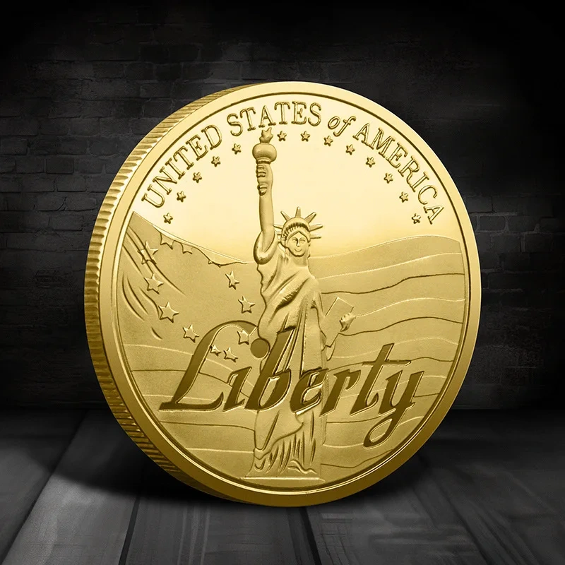 OEM Personalized Custom America Statue of Liberty Collectible Gold Silver Plated Souvenir Coin Collection Art Commemorative Coin